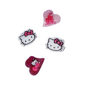 𝅺HELLO Kitty Pink Sparkle Bow Hair Claw Clips 4 Pack